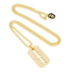 Double-Edge Razor Blade Necklace 7 Double-Edge Razor Blade Necklace -King Ice double edge razor blade necklace 14k gold 1 7 king ice 14882963980342