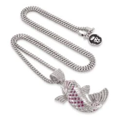 Gin Rin Kohaku Koi Fish Necklace -King Ice gin rin kohaku koi fish necklace white gold 2 1 king ice 30534632800431