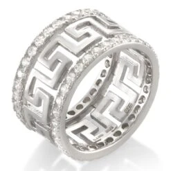 Greek Key Ring -King Ice greek key ring sterling silver white gold 7 king ice 30532754997423