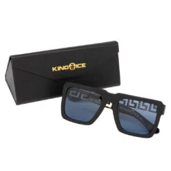 Olympic Greek Blue Sunglasses -King Ice greek key shades with glossy black square frame blue tint lenses king ice 14876804481078