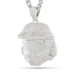 Halo X King Ice - Master Chief Helmet II Necklace 12 Halo X King Ice - Master Chief Helmet II Necklace -King Ice halo x king ice master chief helmet necklace ii white gold 2 2 king ice 35460158029999