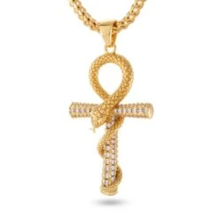 Iced-Out Apep And Ankh Key Necklace