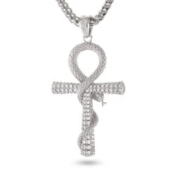 Iced-Out Apep And Ankh Key Necklace -King Ice iced apep and ankh necklace king ice 30526497030319