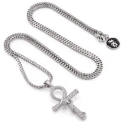 Iced-Out Apep And Ankh Key Necklace -King Ice iced apep and ankh necklace king ice 30526590353583