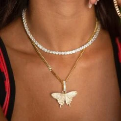 Iced Butterfly Necklace -King Ice iced butterfly necklace king ice 30923309613231