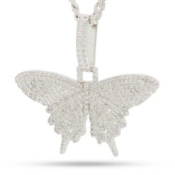 Iced Butterfly Necklace -King Ice iced butterfly necklace white gold 1 5 king ice 30923225497775