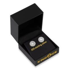 Iced Button Stud Earrings -King Ice iced button stud earrings king ice 30558240538799