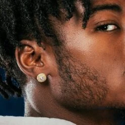 Iced Button Stud Earrings -King Ice iced button stud earrings king ice 32248922112175