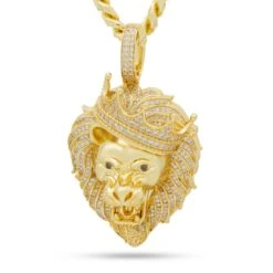 Iced Classic Roaring Lion Necklace -King Ice iced classic roaring lion necklace 14k gold 3 2 king ice 30591900942511
