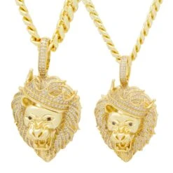 Iced Classic Roaring Lion Necklace -King Ice iced classic roaring lion necklace king ice 30591881248943
