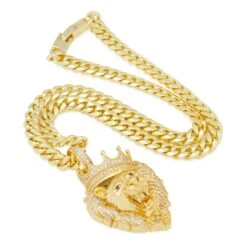 Iced Classic Roaring Lion Necklace -King Ice iced classic roaring lion necklace king ice 30591917654191