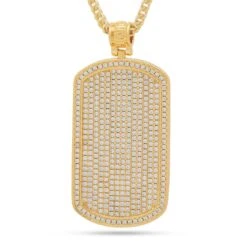 Iced Dog Tag Necklace -King Ice iced dog tag necklace 18k gold 2 4 king ice 30526265426095