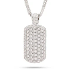 Iced Dog Tag Necklace -King Ice iced dog tag necklace white gold 1 9 king ice 30526376771759