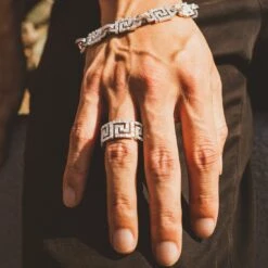 Iced Greek Key Ring -King Ice iced greek key ring king ice 30537091514543