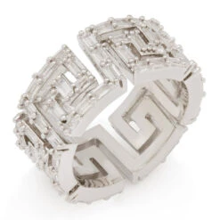 Iced Greek Key Ring -King Ice iced greek key ring white gold 7 king ice 30537197486255