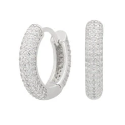 Iced Hoop Earrings -King Ice iced hoop earrings sterling silver white gold 14mm king ice 30923225890991