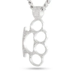 Iced Knuckle Dusters Necklace -King Ice iced knuckleduster necklace white gold 2 king ice 33556943569071