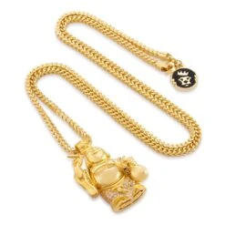 Iced Laughing Buddha Necklace -King Ice iced laughing buddha necklace king ice 30594320957615