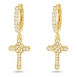 Iced Wrapped Cross Earrings