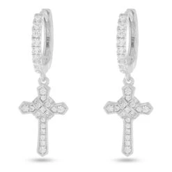 Iced Wrapped Cross Earrings -King Ice iced wrapped cross earrings sterling silver white gold 1 2 king ice 32237237272751