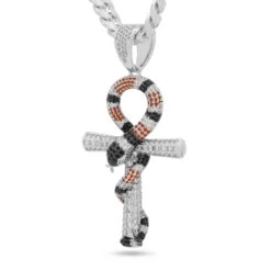 King Snake Ankh Key Necklace 13 King Snake Ankh Key Necklace -King Ice king snake ankh necklace white gold 3 king ice 30597975081135