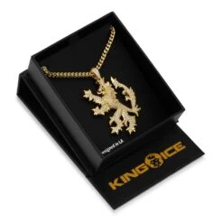 Knight Lion Necklace -King Ice knight lion necklace 14k gold 1 9 king ice 30589225140399
