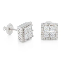Layered Stud Earrings -King Ice layered stud earrings sterling silver white gold 9mm king ice 14869631959094