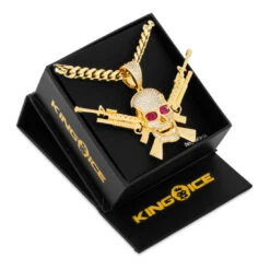 M16 Jolly Roger Necklace -King Ice m16 jolly roger necklace king ice 35366742065327