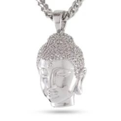 Mini Polished Buddha Necklace -King Ice mini polished buddha necklace white gold 1 4 king ice 30531342532783