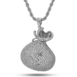 Money Bag Stash Necklace -King Ice money bag stash necklace white gold 2 3 king ice 28424523448495