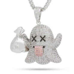 Money Ghost Emoji Necklace 15 Money Ghost Emoji Necklace -King Ice money ghost emoji necklace white gold 1 7 king ice 14870787850294
