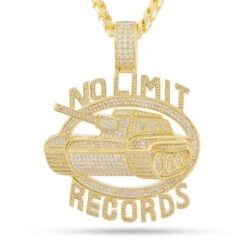 No Limit Records X King Ice - Iced 98 Logo Necklace -King Ice no limit records x king ice no limit 98 logo necklace 14k gold 3 3 king ice 34064173564079