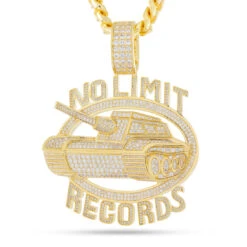No Limit Records X King Ice - Iced 98 Logo Necklace -King Ice no limit records x king ice no limit 98 logo necklace 14k gold 4 3 king ice 34064172908719