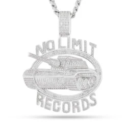 No Limit Records X King Ice - Iced 98 Logo Necklace -King Ice no limit records x king ice no limit 98 logo necklace white gold 3 3 king ice 34064173367471