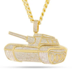 No Limit Records X King Ice - TRU Tank Necklace -King Ice no limit records x king ice no limit tru tank necklace 14k gold 3 2 king ice 34064211640495