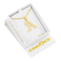 Old English Letter "A" Necklace 7 Old English Letter "A" Necklace -King Ice old english letter a necklace 14k gold 1 5 king ice 30923132207279