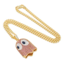 PAC-MAN X King Ice - 3D Pinky Necklace -King Ice pac man x king ice 3d pinky necklace 2 1 14k gold king ice 36320476954799