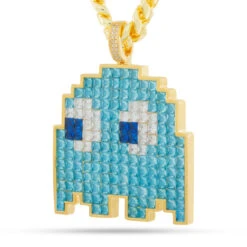 PAC-MAN X King Ice - Pixel Inky Necklace -King Ice pacman x king ice inky necklace gold plated 14k gold 2 4 king ice 35371769397423