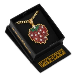 PAC-MAN X King Ice - Pixel LVL. 2 Strawberry Necklace -King Ice pacman x king ice strawberry necklace gold plated 14k gold 2 1 king ice 35372395724975