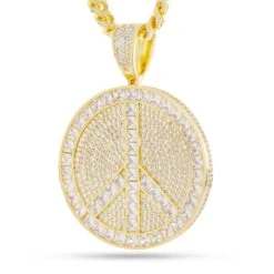 Peace And Love Medallion Necklace -King Ice peace and love medallion necklace 14k gold 3 king ice 31689181593775