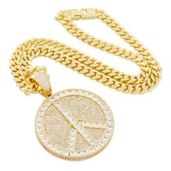 Peace And Love Medallion Necklace -King Ice peace and love medallion necklace king ice 31689182052527