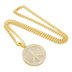 Peace And Love Medallion Necklace -King Ice peace and love medallion necklace king ice 31689199485103
