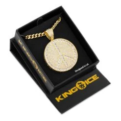 Peace And Love Medallion Necklace -King Ice peace and love medallion necklace king ice 31689199681711