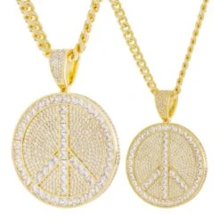Peace And Love Medallion Necklace -King Ice peace and love medallion necklace king ice 31689200107695