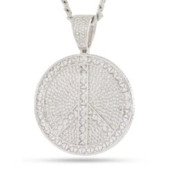 Peace And Love Medallion Necklace -King Ice peace and love medallion necklace white gold 3 king ice 31689184313519