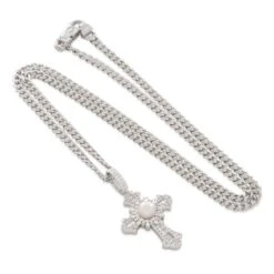 Pearl Of Wisdom Cross Necklace -King Ice pearl of wisdom cross necklace king ice 37169286906031