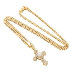 Pearl Of Wisdom Cross Necklace -King Ice pearl of wisdom cross necklace king ice 37169286938799