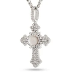 Pearl Of Wisdom Cross Necklace -King Ice pearl of wisdom cross necklace white gold king ice 37169286873263