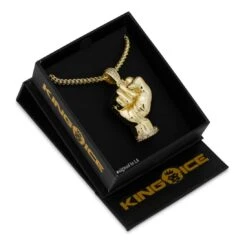 Power Fist Necklace -King Ice power fist necklace 14k gold 1 8 king ice 14892683427894
