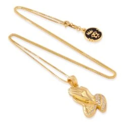 Praying Hands Emoji Necklace -King Ice praying hands emoji necklace king ice 14884004134966